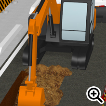 油圧ショベルで掘削