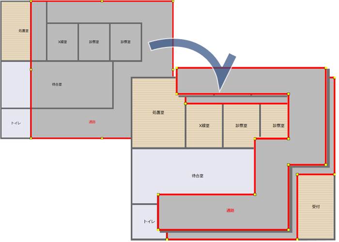 部屋の重なりを除去