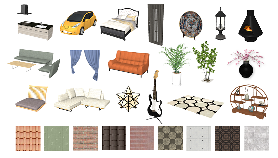 実在メーカー52社を含む豊富な素材