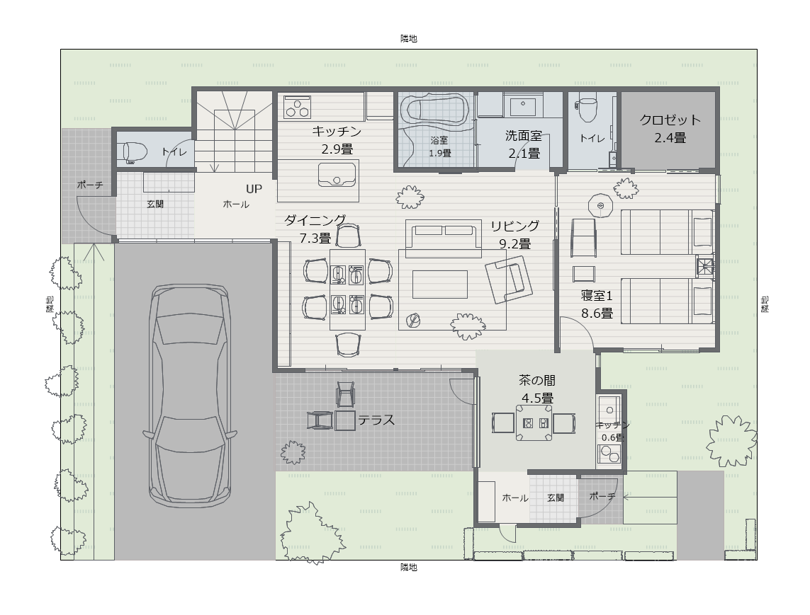 平面図(低彩/家具・線)