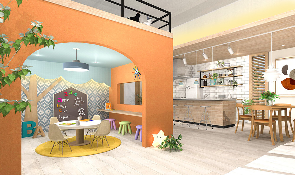 垂れ壁のあるキッズルーム＆リビング