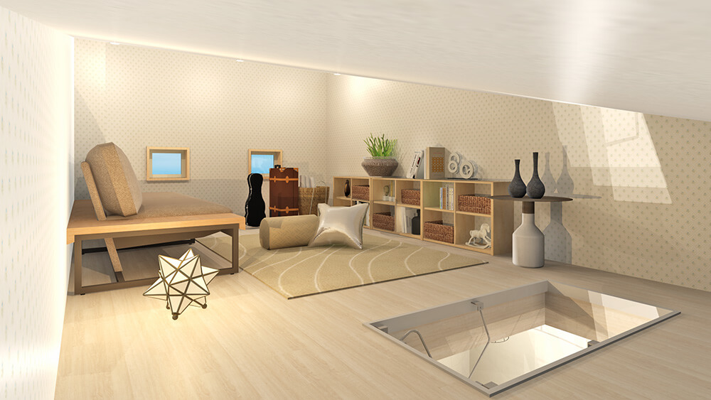 リラックスして過ごせる小屋裏