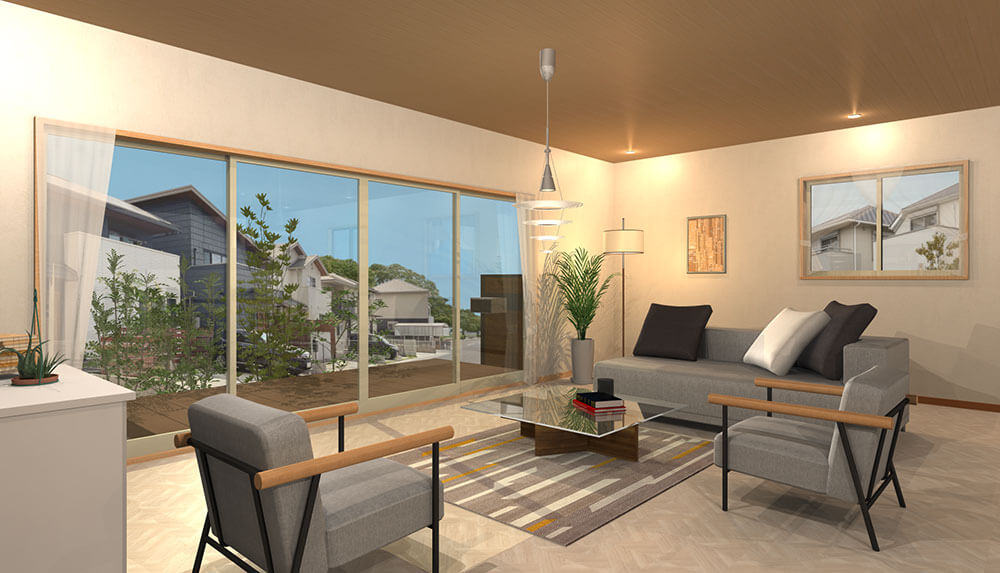 家族でくつろぐリビング