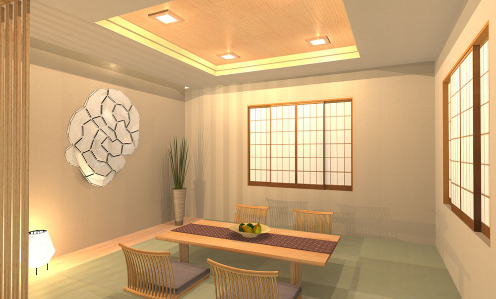 折上げ天井のあるモダンな和室