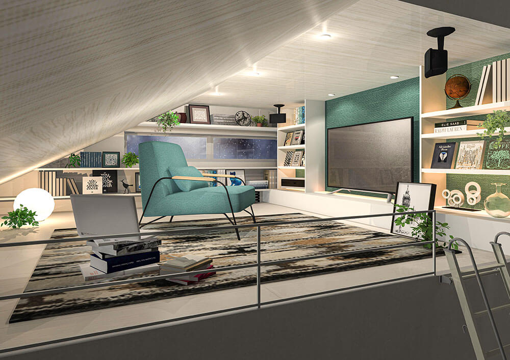 隠れ家的な小屋裏ロフトルーム