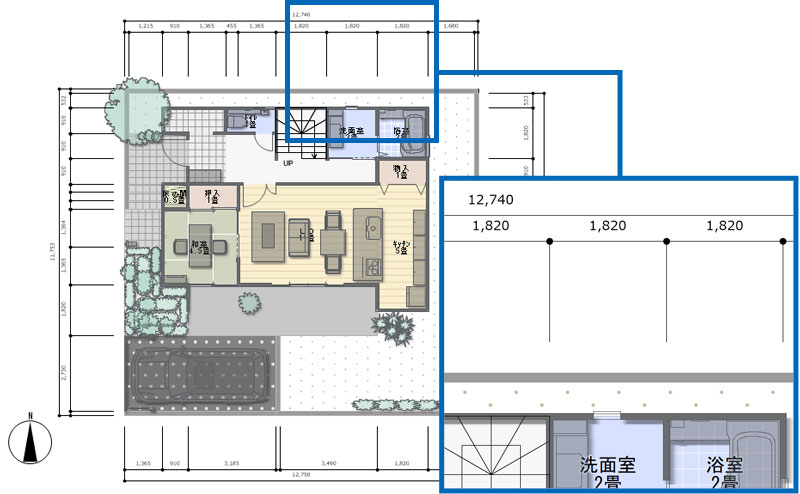 寸法線付き間取り