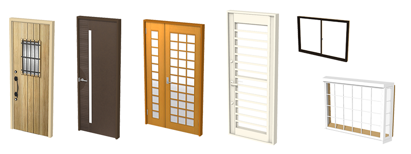ドアや窓の建具
