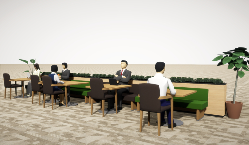 カフェ並びのスペースに変更