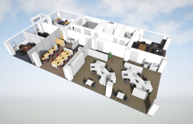 3Dオフィスデザイナーで作成したオフィスの鳥瞰図