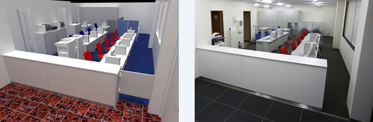 提案時のパース図と施工後の写真