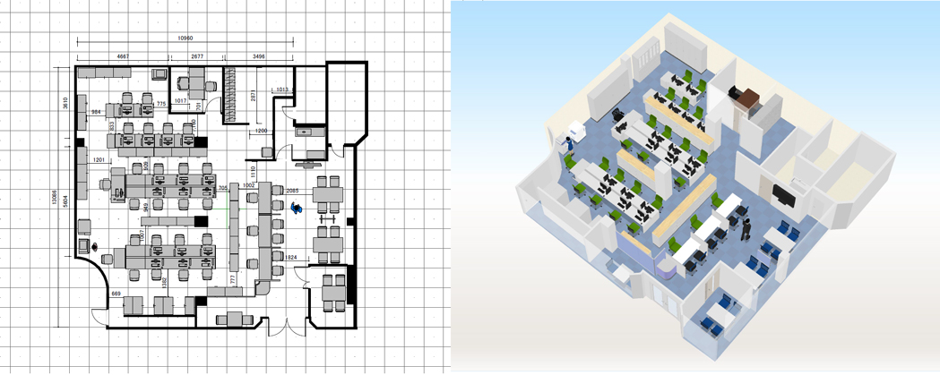 平面図だけではわからない、カラーコーディネートや空間のつながりを3Dで見える化