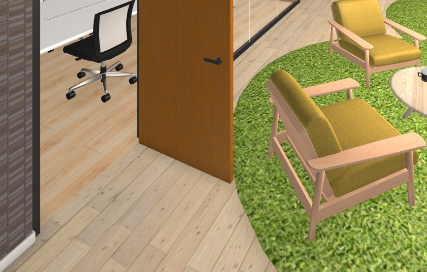 窓やドアの開閉で動きと空間を確認