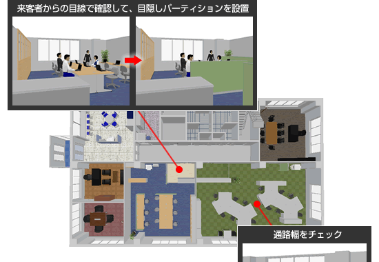 オフィスレイアウトソフト ３ｄオフィスデザイナーlm の３ｄイメージ確認機能