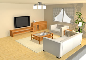 ゆとりをつくるレイアウト 内観