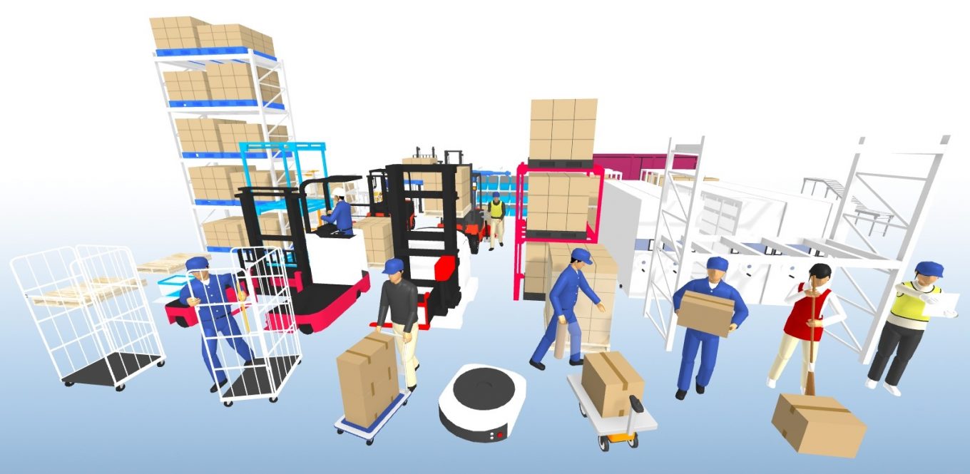 物流倉庫3Dに収録されている物流倉庫専用3D素材の数々（一部を抜粋しています）