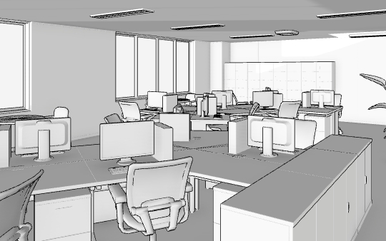 モノクロ化も可能（特殊効果の「ホワイトモデル」+「輪郭強調」で表示）