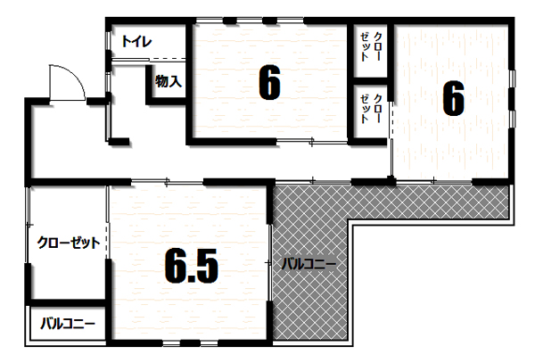 L字型バルコニーの間取り