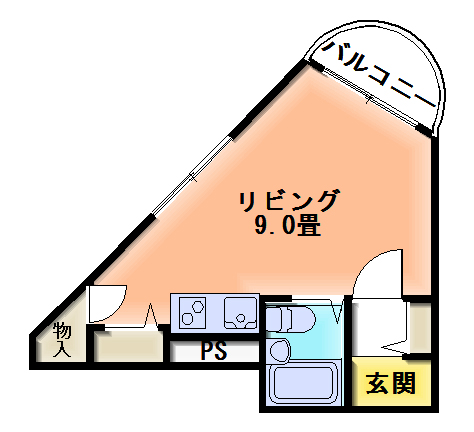 三角形の間取り
