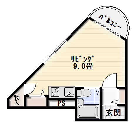 三角形の間取り