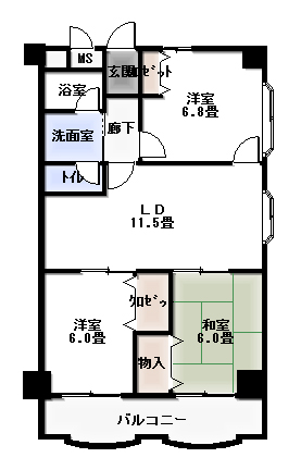 R型バルコニーの間取り