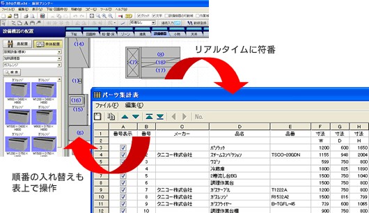 ԍtꗗ\̍쐬Aݔ@̔zuƃA^CɎs