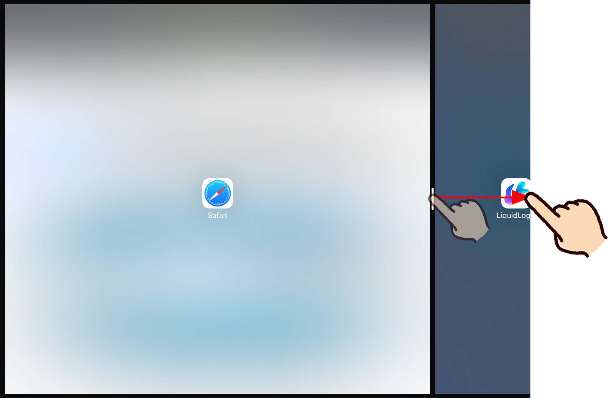 Split Viewのウィンドウを閉じるときは境界にある縦のバーをつかんでキューっとしてね