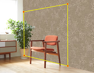 床材素材の角度、大きさ設定でよりリアルな壁紙の張替えが可能