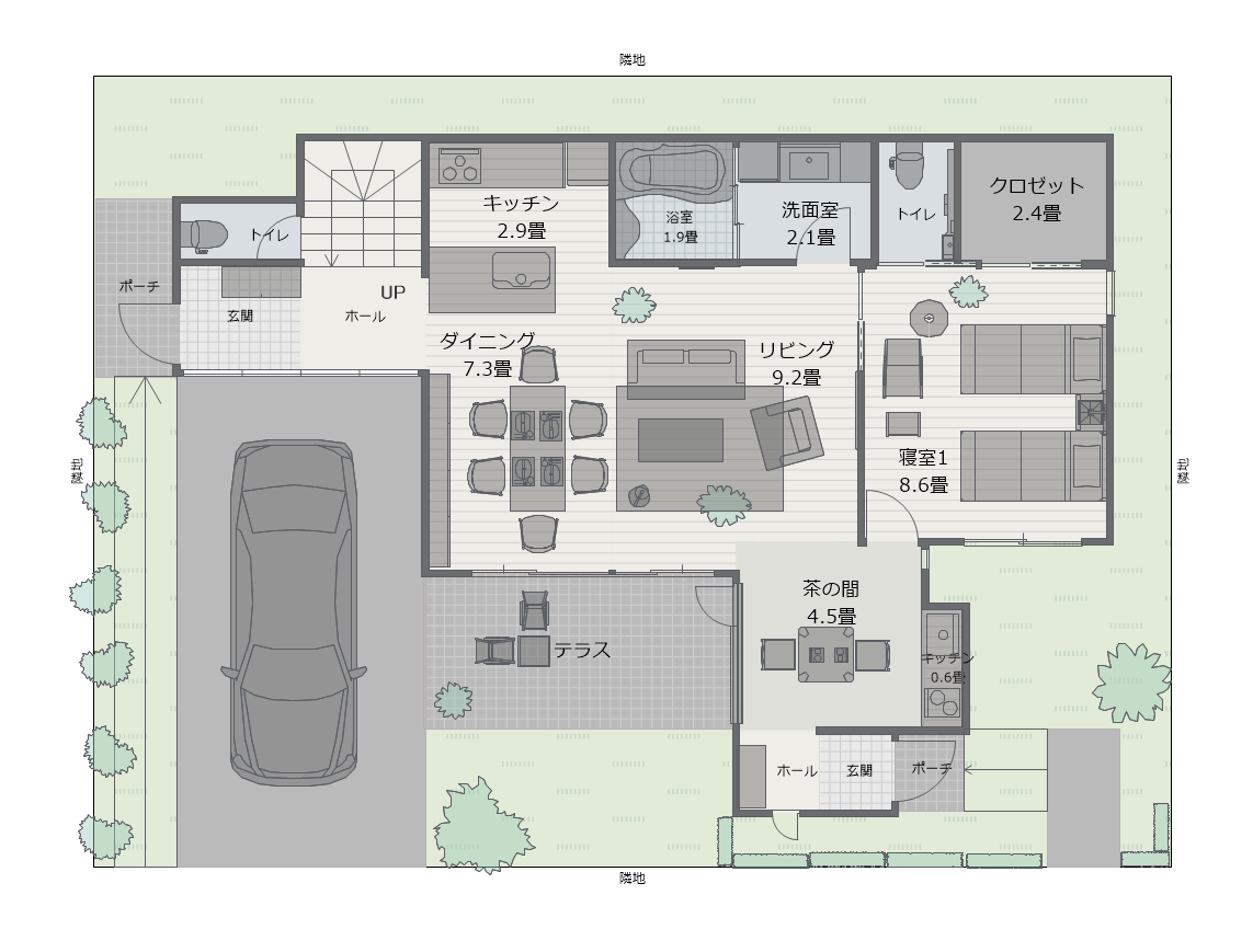 間取り画面で低彩(家具・線)