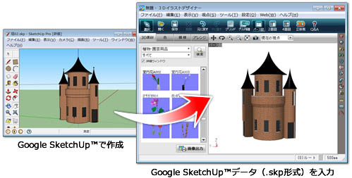 簡単３ｄイラスト作成ソフトにgoogle Sketchup 連携機能が追加