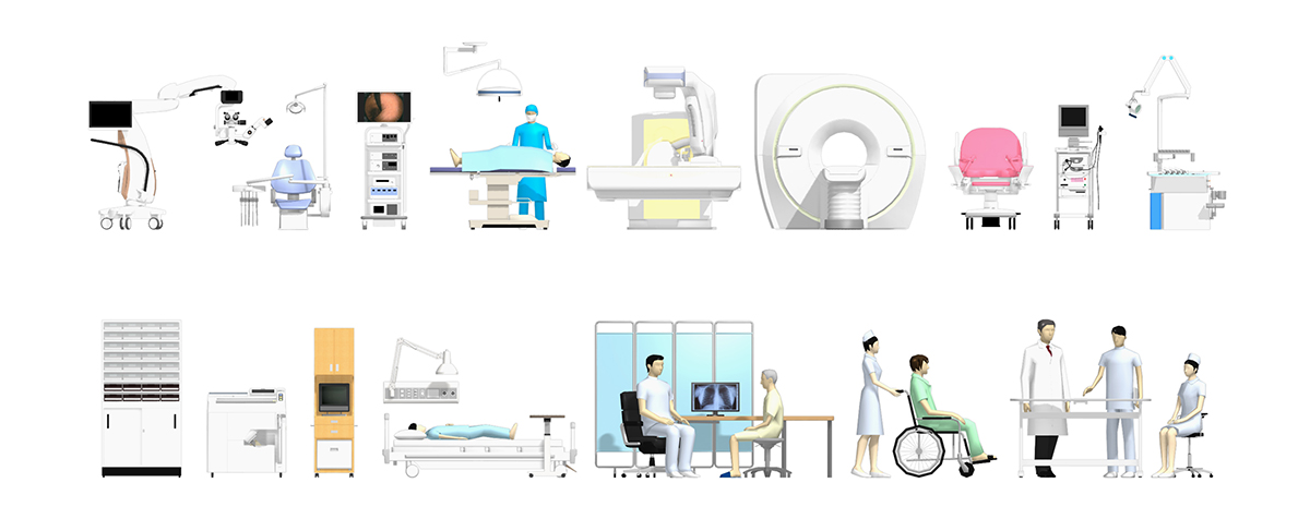 3D医療施設デザイナー10 収録パーツ（一部）