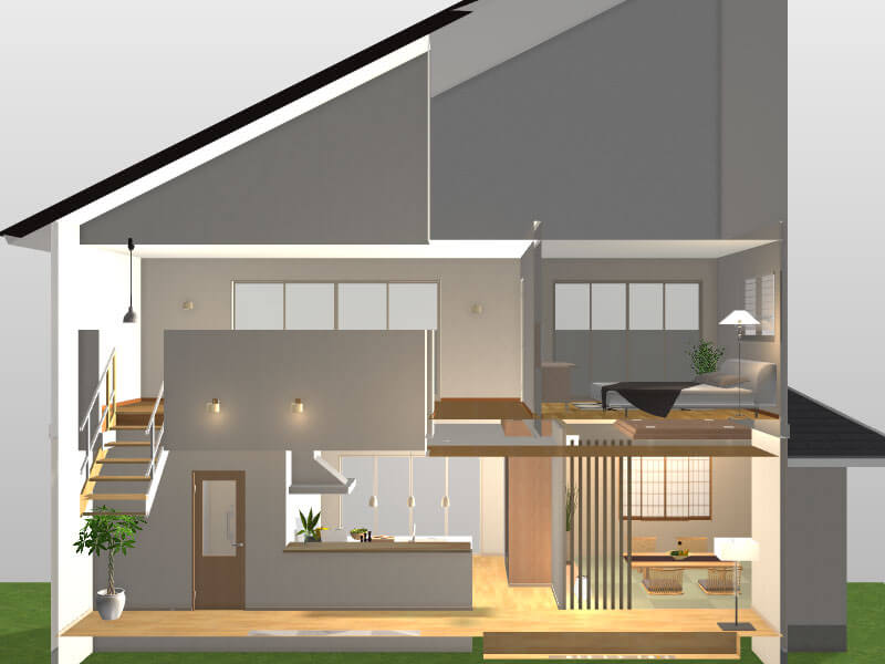 断面表示はスライドして設定