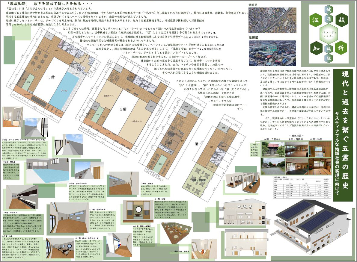 神奈川県大会・準優勝の小田原城北工業高等学校の作品。タイトル「現代と過去をつなぐ五霊の歴史～サスティナブルな地域社会の実現に向けて～」