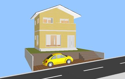 敷地より低い駐車スペースを作成するには-間取りソフト 3DマイホームデザイナーLS2サポート情報