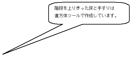 角丸四角形吹き出し: 階段を上りきった床と手すりは
直方体ツールで作成しています。