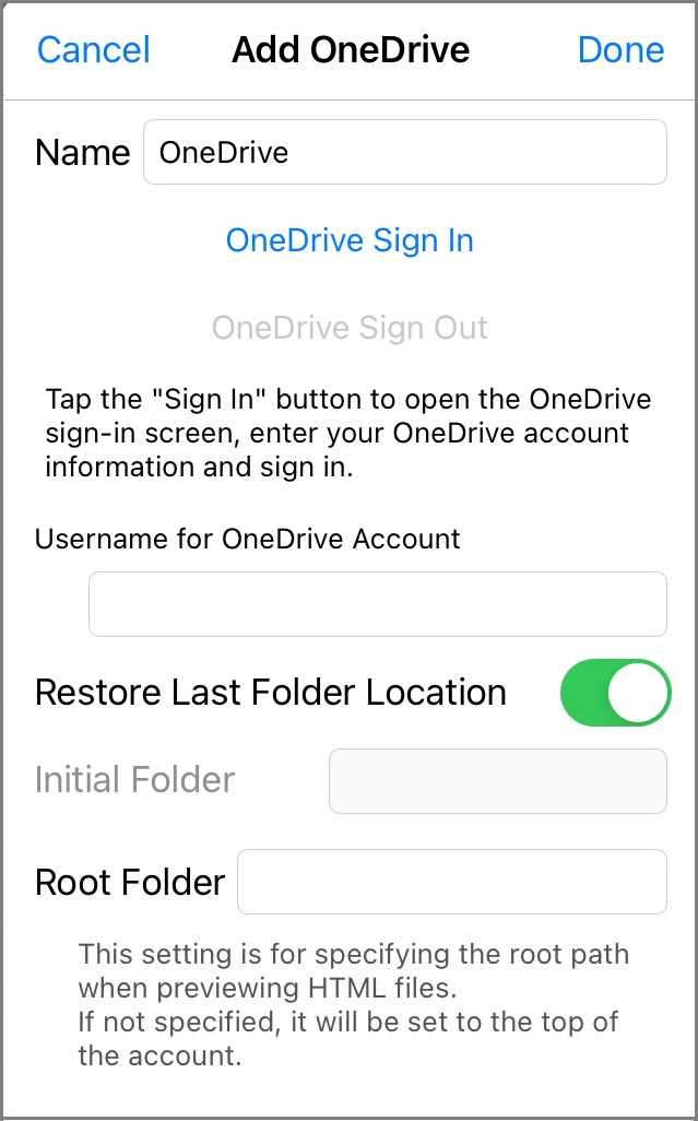 Add/Edit OneDrive