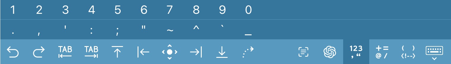数字/句読点類 入力バー