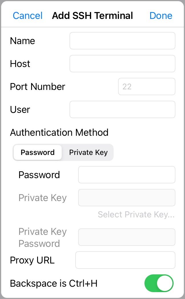 Add/Edit SSH Terminal
