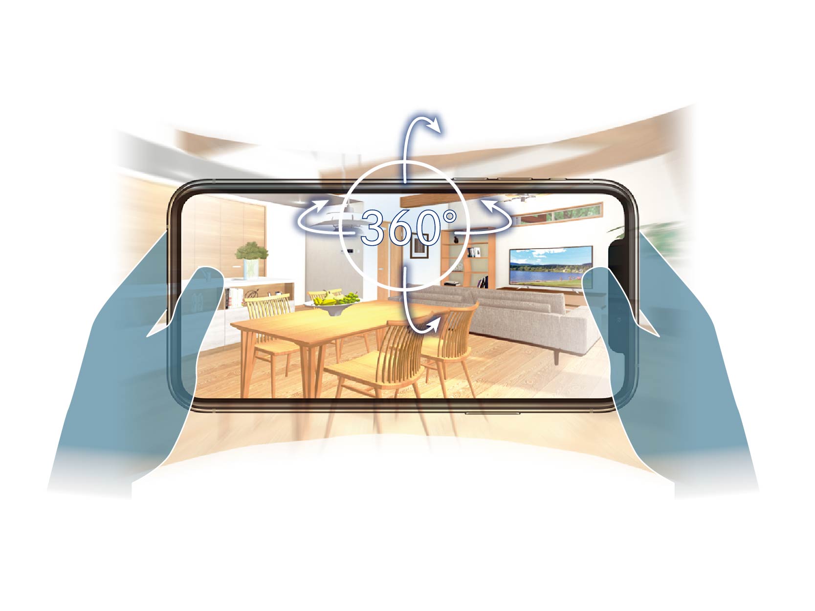 スマートフォンで360°見回す