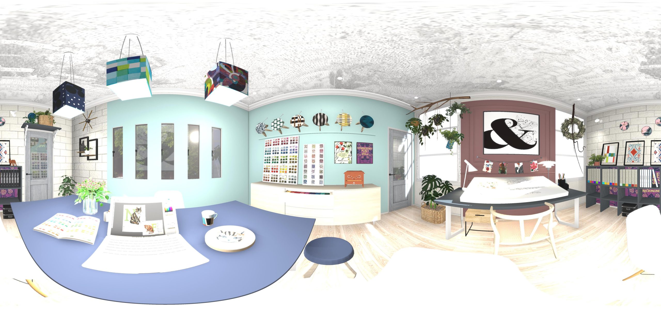 3Dプレゼンサンプル ＞ネコと子どもと暮らす家＞ママの趣味部屋360°パノラマ画像