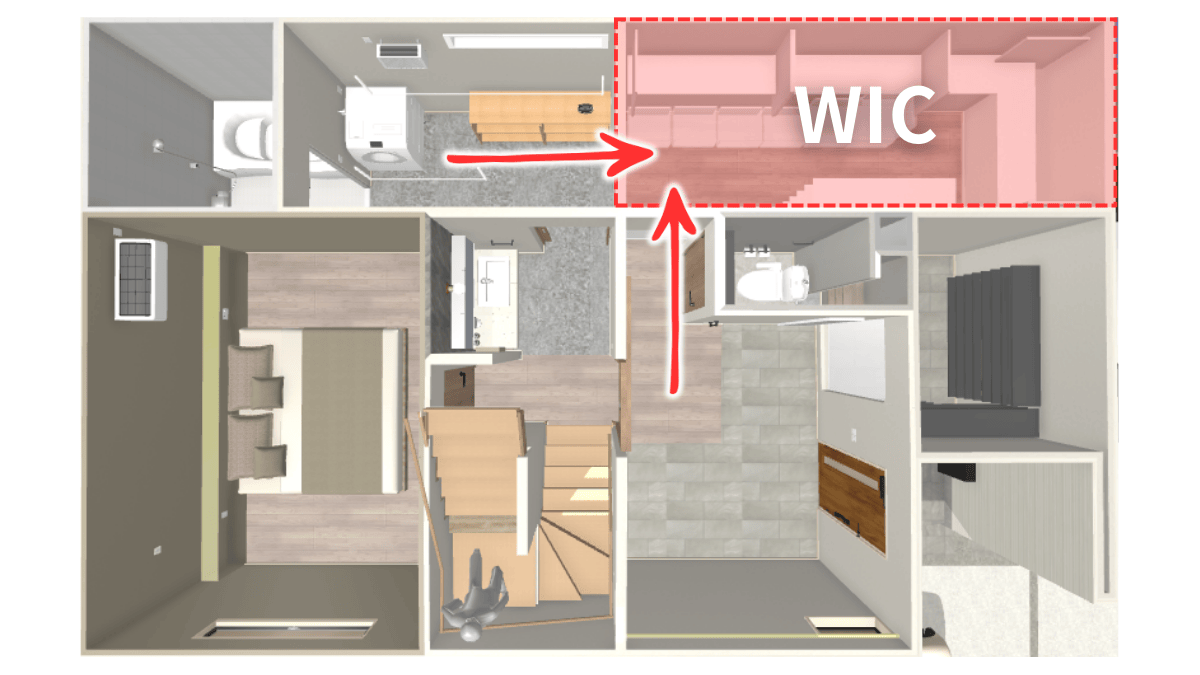 1階家事動線をマイホームデザイナーで再現したイメージ