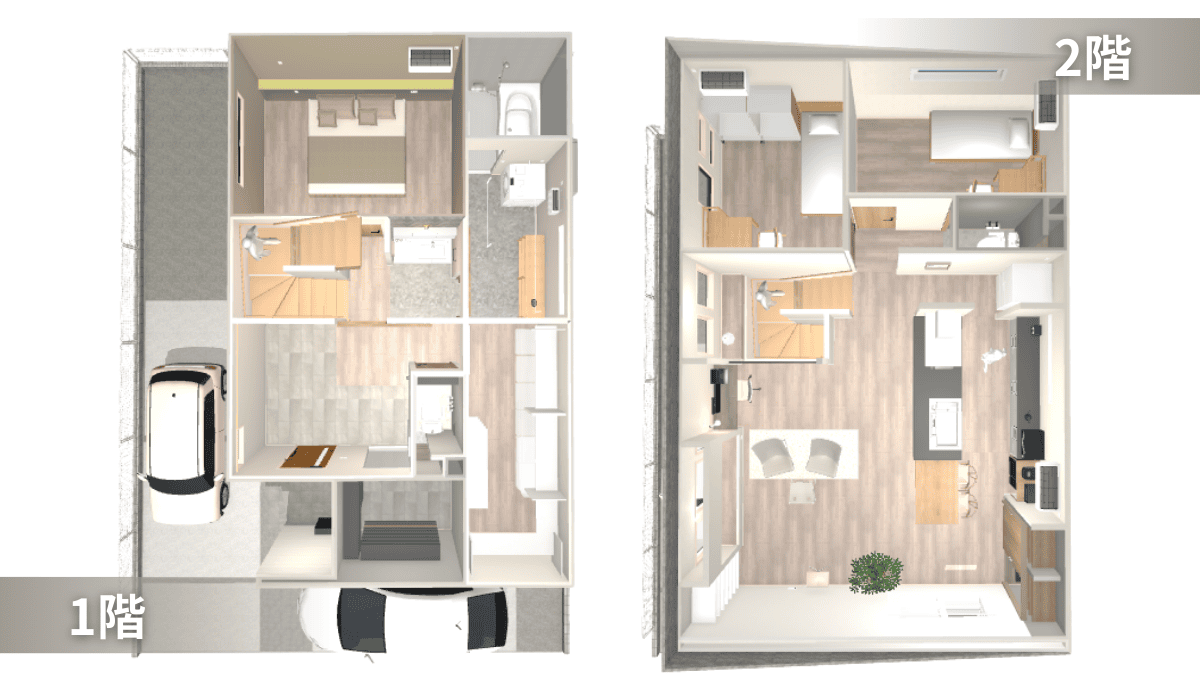 間取りを再現した3Dマイホームデザイナーの室内イメージ