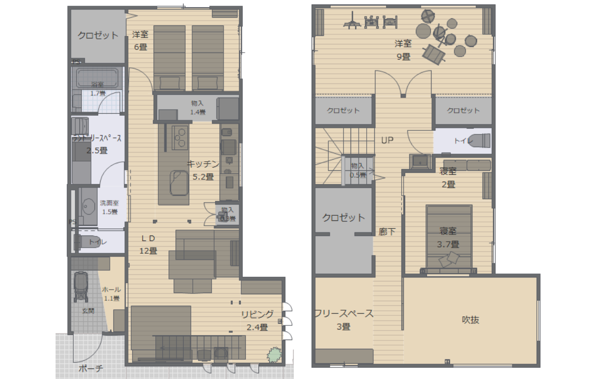 マイホームデザイナーで作成した間取り