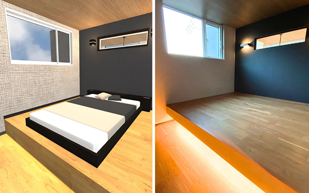 マイホームデザイナーで建てた家の内観パースと完成写真の比較