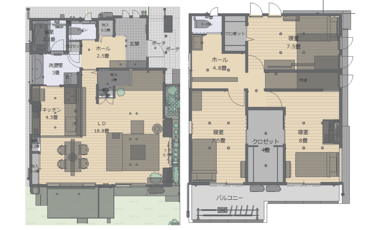 マイホームデザイナーで作成した間取り