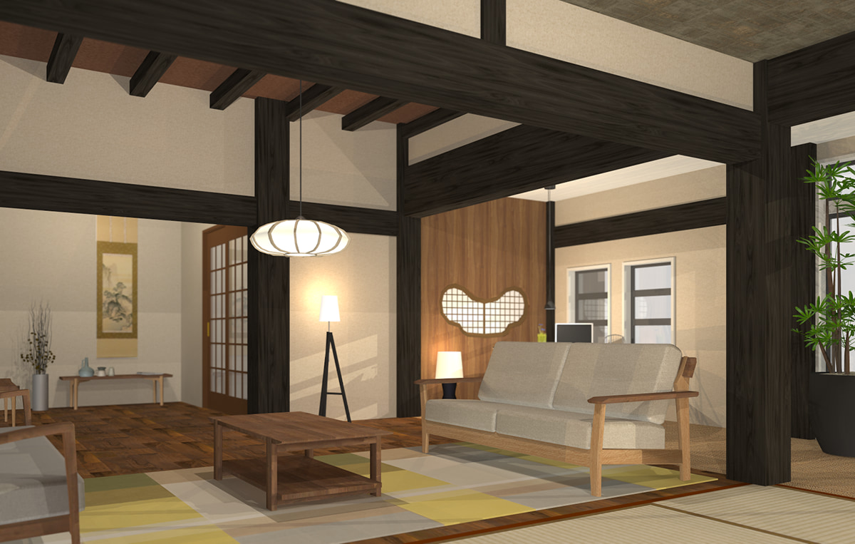 新着パーツ使ってみた-47 イバタインテリアのパーツを使ったパース図