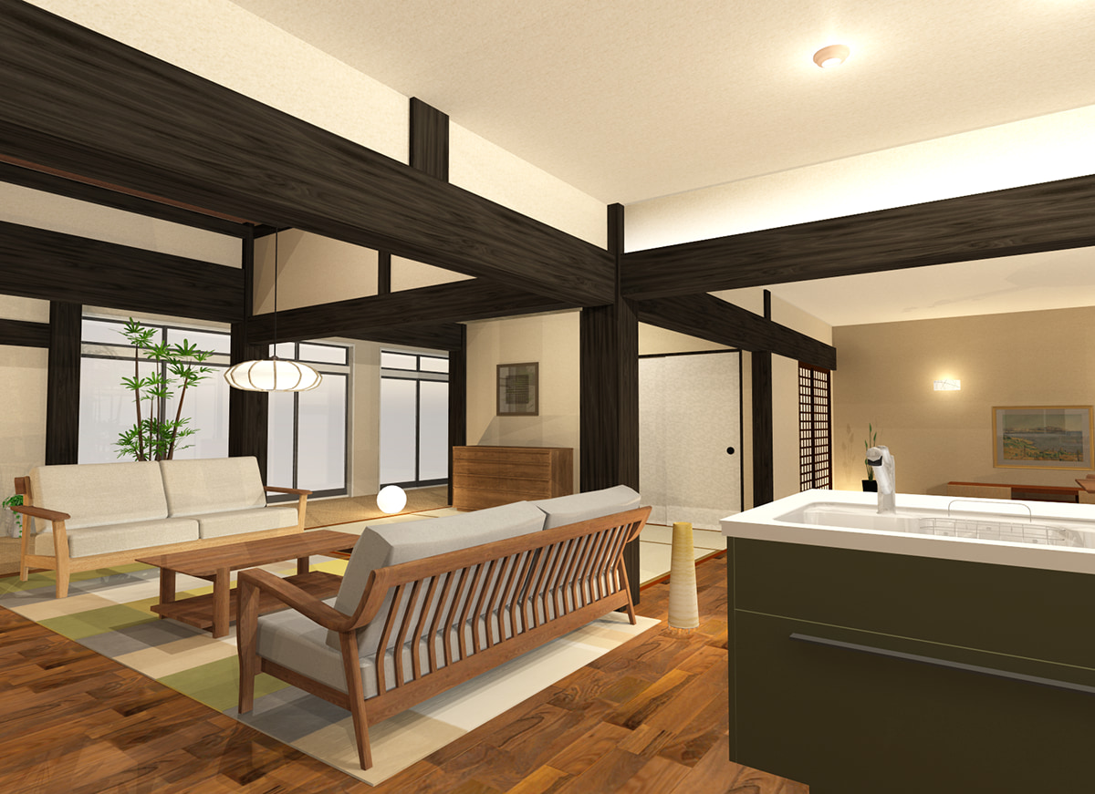 新着パーツ使ってみた-47 イバタインテリアのパーツを使ったパース図