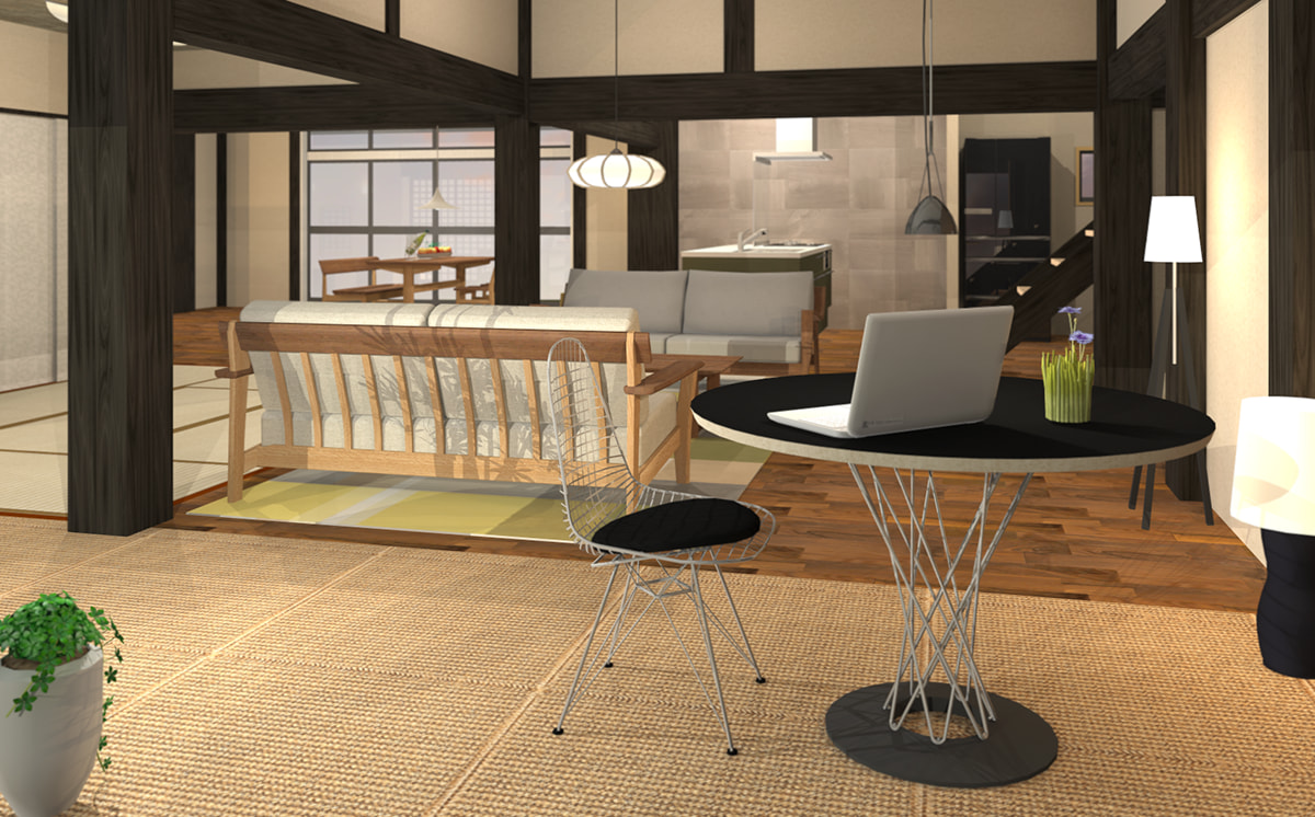 新着パーツ使ってみた-47 イバタインテリアのパーツを使ったパース図