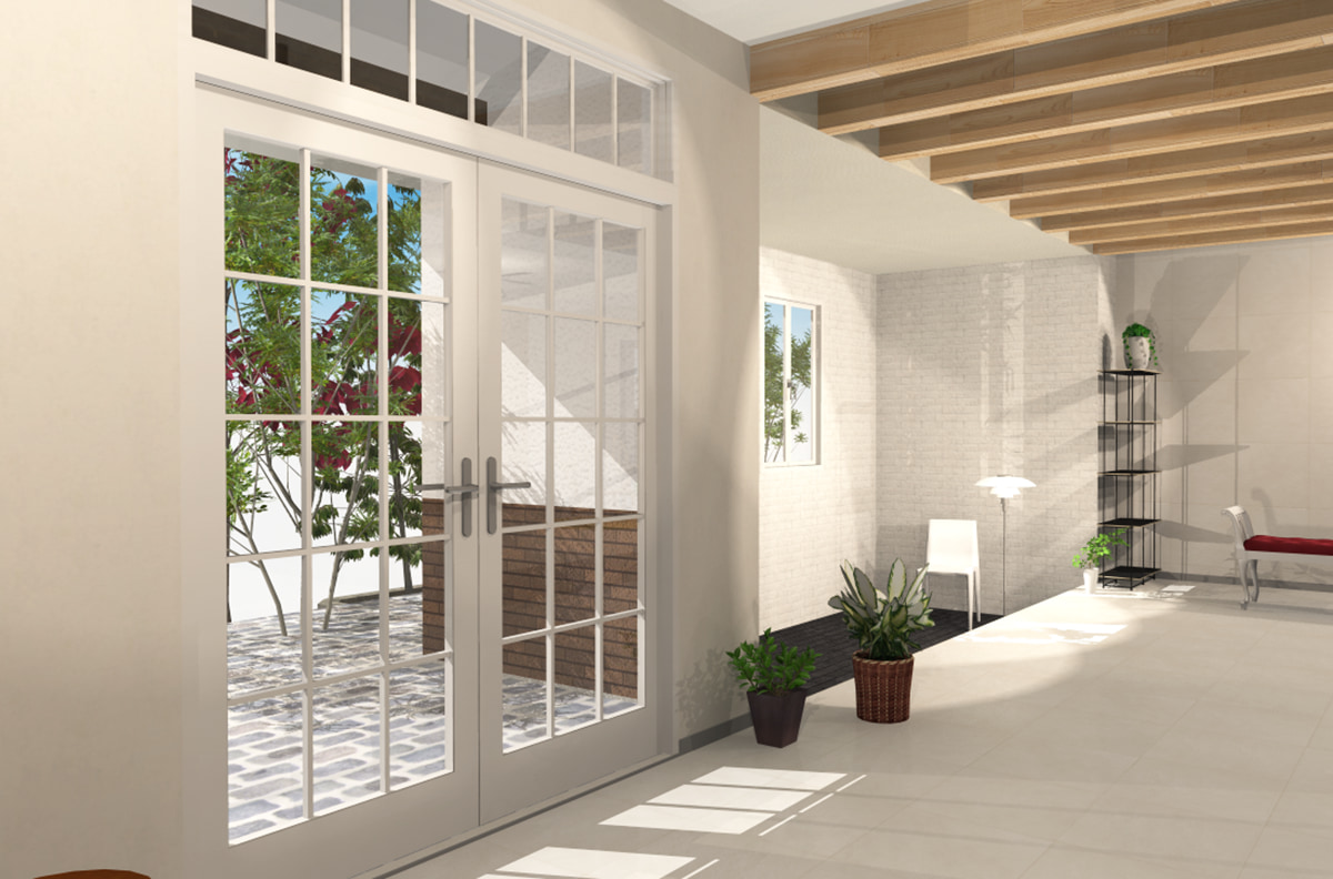 新着パーツ使ってみた-49 両開き窓のパーツを使ったパース図