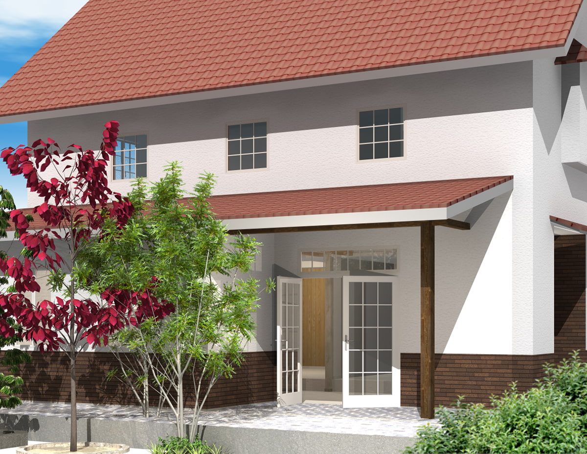 新着パーツ使ってみた-49 両開き窓のパーツを使ったパース図