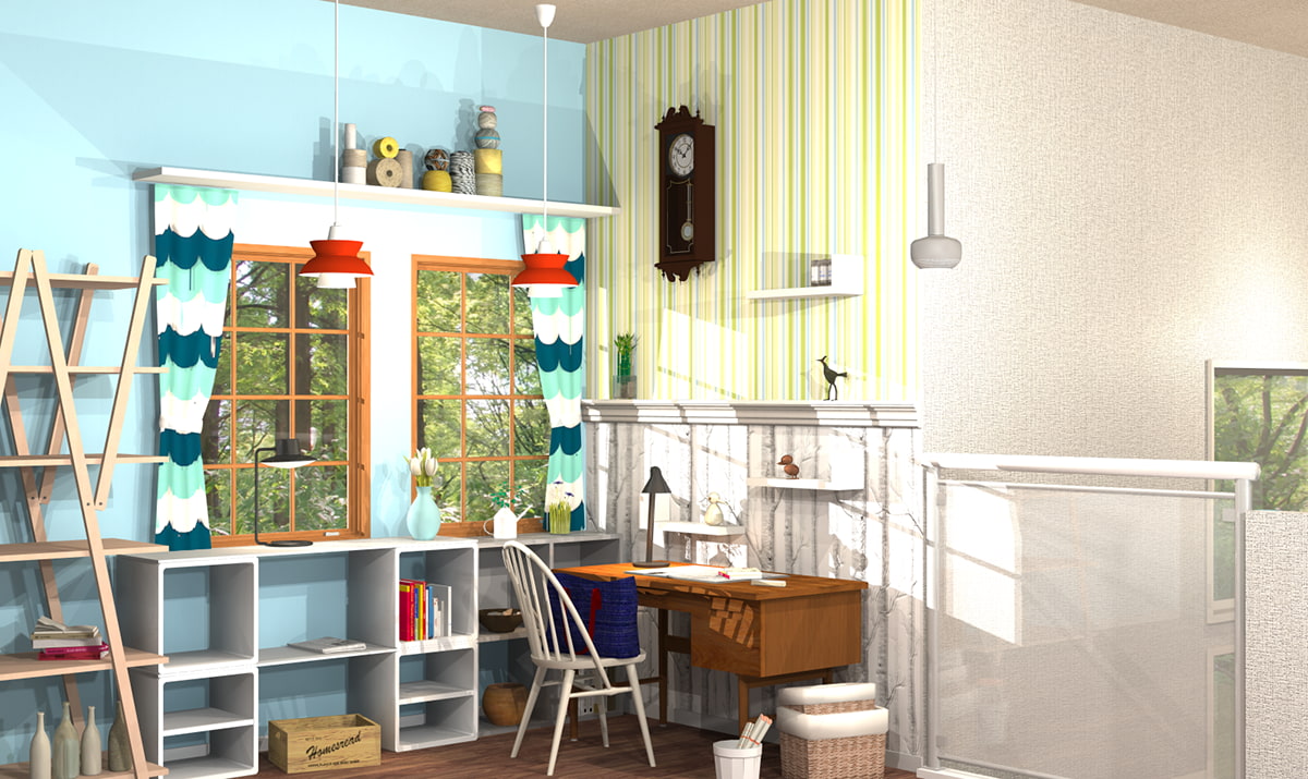 新着パーツ使ってみた-50 ルイスポールセンの3Dパーツを使ったパース図